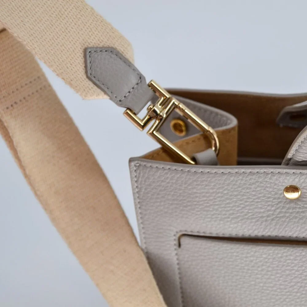 OAD Mini Pocket Tote Cool Grey Pebble Leather Crossbody Shopper Bag
